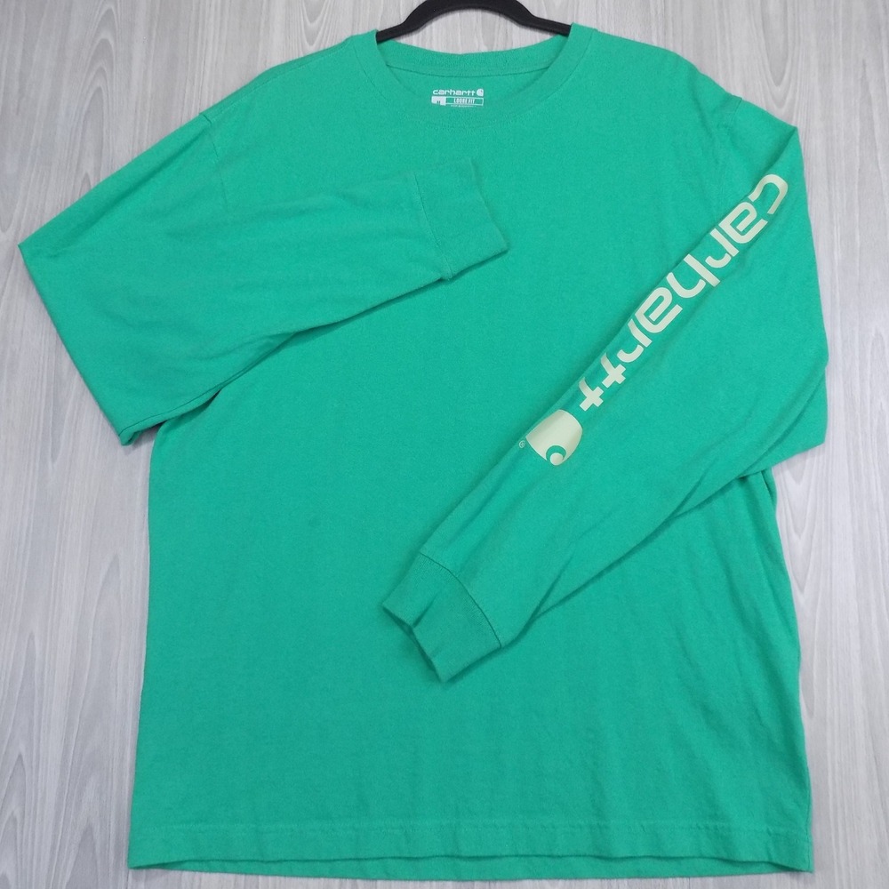 Carhartt Loose Fit Men's Medium Green Sleeve Graphic Long Sleeve Workwear